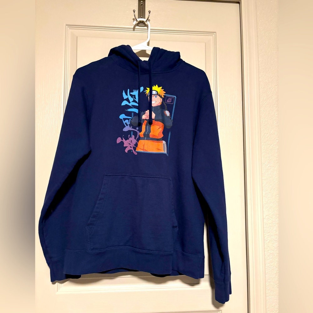 Navy Blue Graphic Hoodie Size M